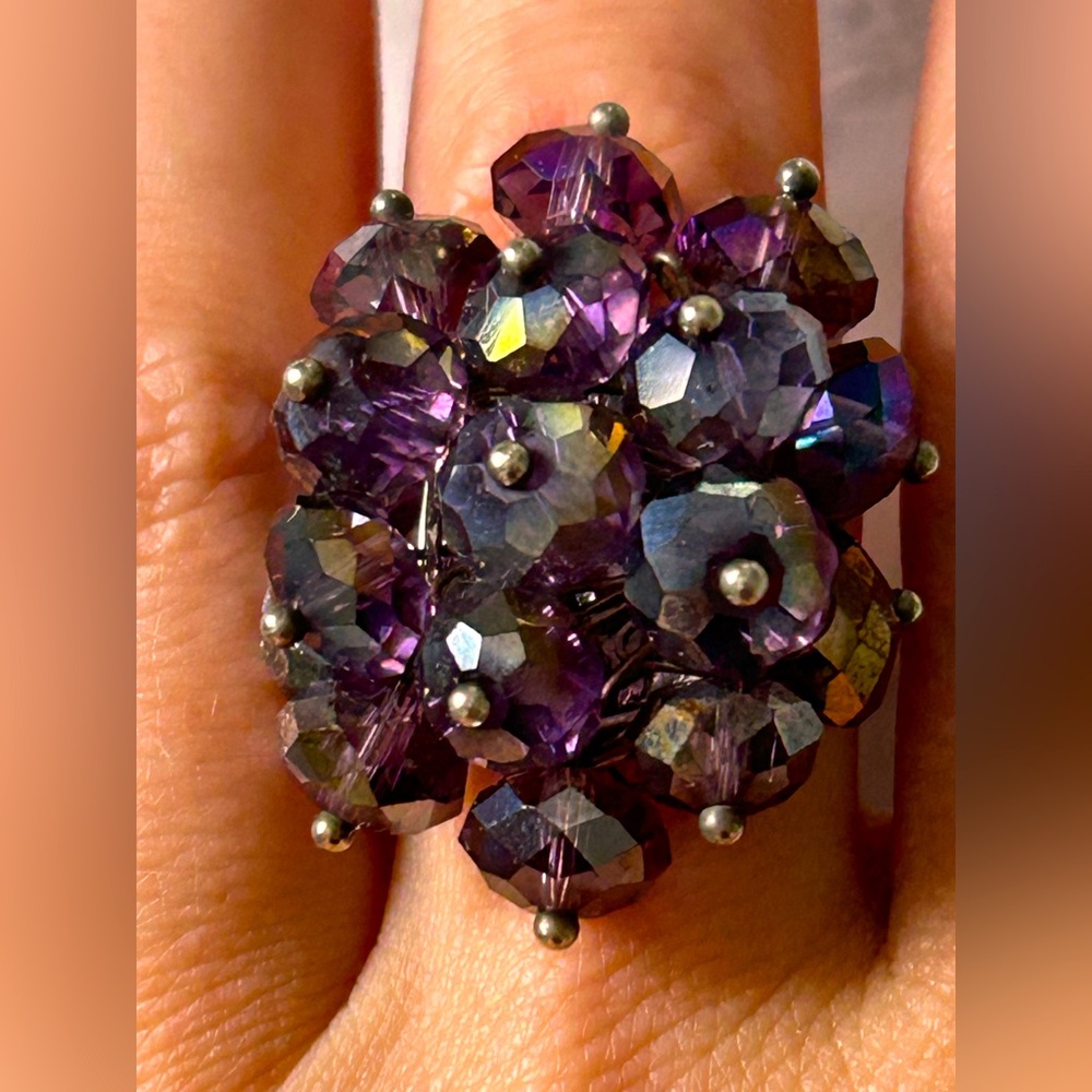Elegant Purple Cluster Ring